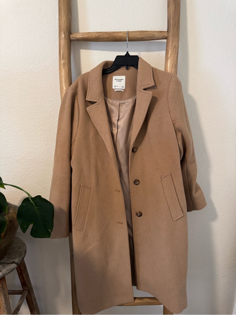 Abercrombie & Fitch Camel Wool-Blend dad Coat